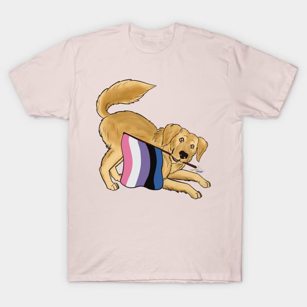 Pride Doggos: Genderfluid Golden Retriever T-Shirt by tygerwolfe